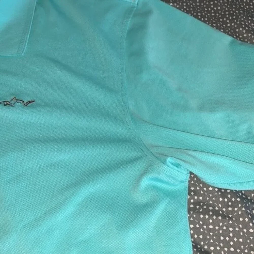 Greg Norman Mens Aqua Blue Polo Shirt Size XXL Short Sleeve Golf Embroidered Sha - Picture 3 of 5